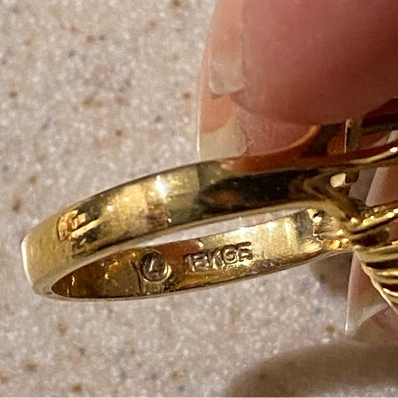 Vintage Aquamarine 18K Gold Plated Antique Ring - Size 8 - Picture 3 of 9